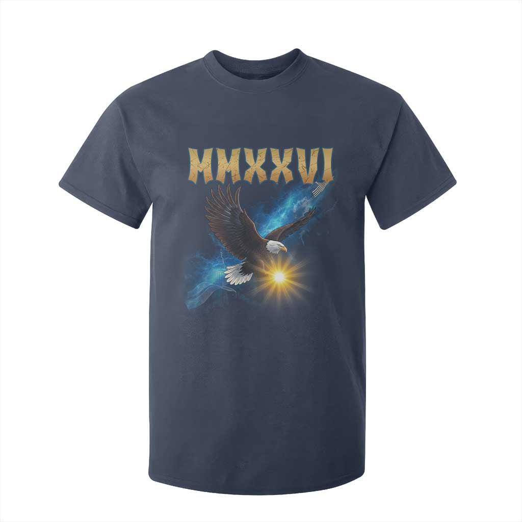 MMXXVI 2026 Eagle T Shirt For Kid Epic Patriotic Capitol Flag USA 250th Anniversary TS02 Navy Print Your Wear