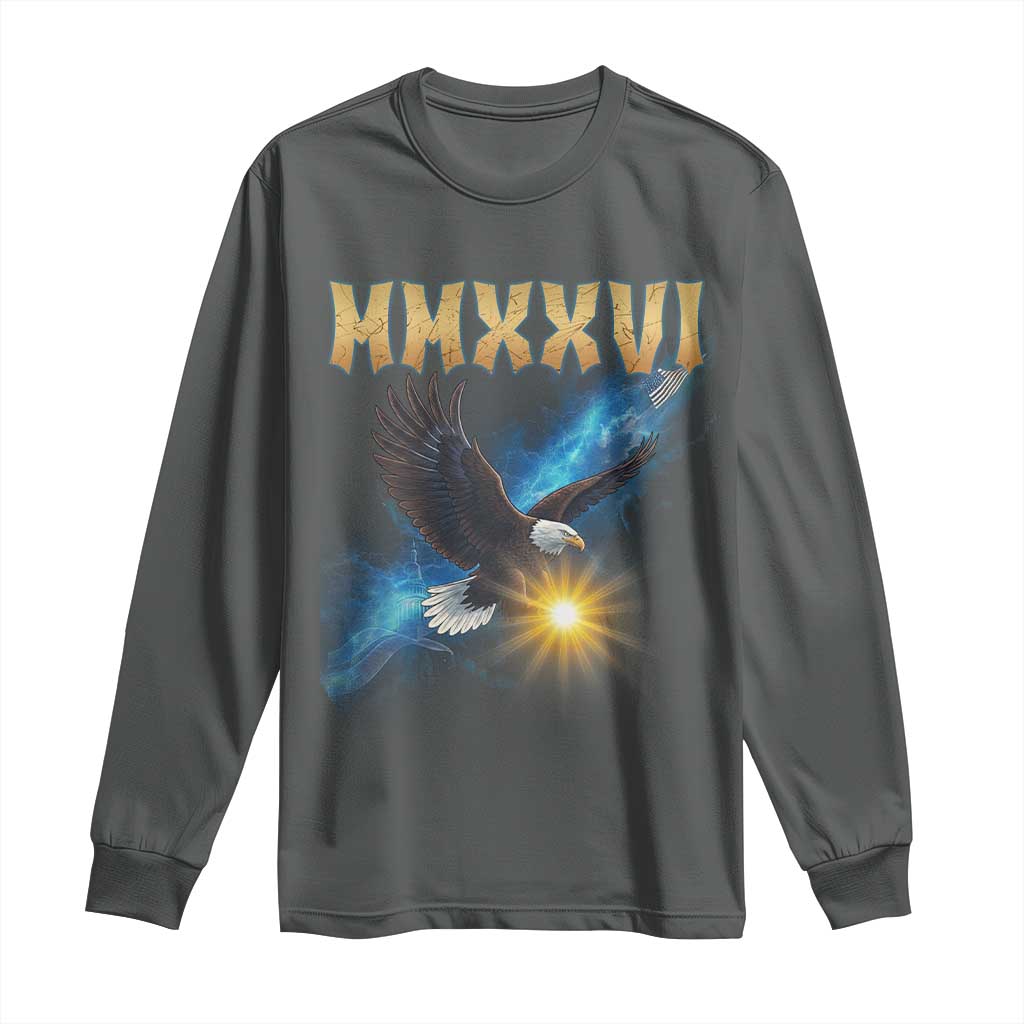 MMXXVI 2026 Eagle Long Sleeve Shirt Epic Patriotic Capitol Flag USA 250th Anniversary TS02 Dark Heather Print Your Wear