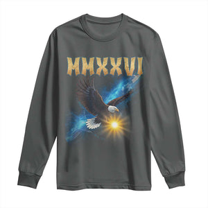 MMXXVI 2026 Eagle Long Sleeve Shirt Epic Patriotic Capitol Flag USA 250th Anniversary TS02 Dark Heather Print Your Wear