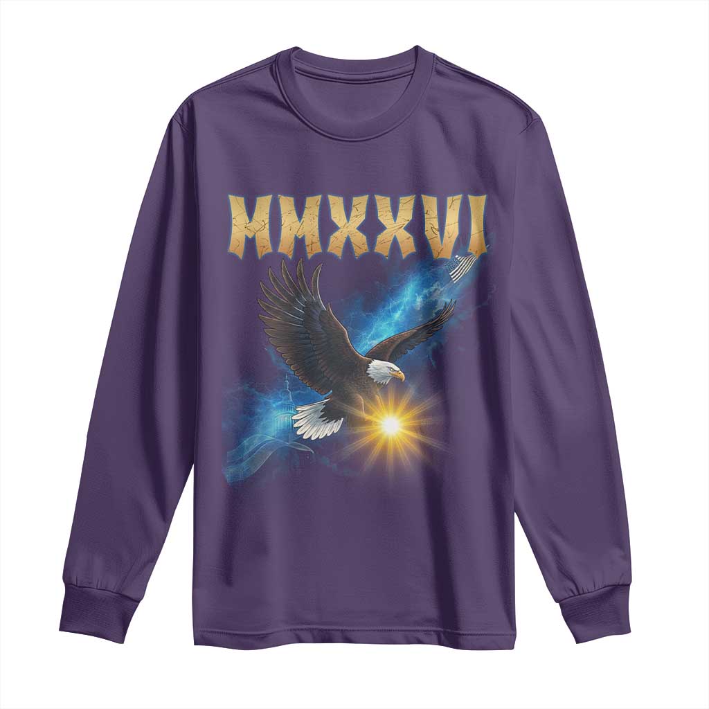 MMXXVI 2026 Eagle Long Sleeve Shirt Epic Patriotic Capitol Flag USA 250th Anniversary TS02 Purple Print Your Wear