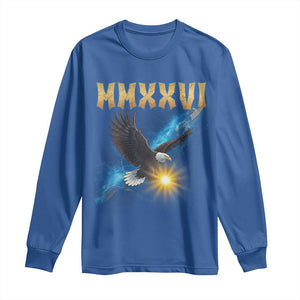 MMXXVI 2026 Eagle Long Sleeve Shirt Epic Patriotic Capitol Flag USA 250th Anniversary TS02 Royal Blue Print Your Wear