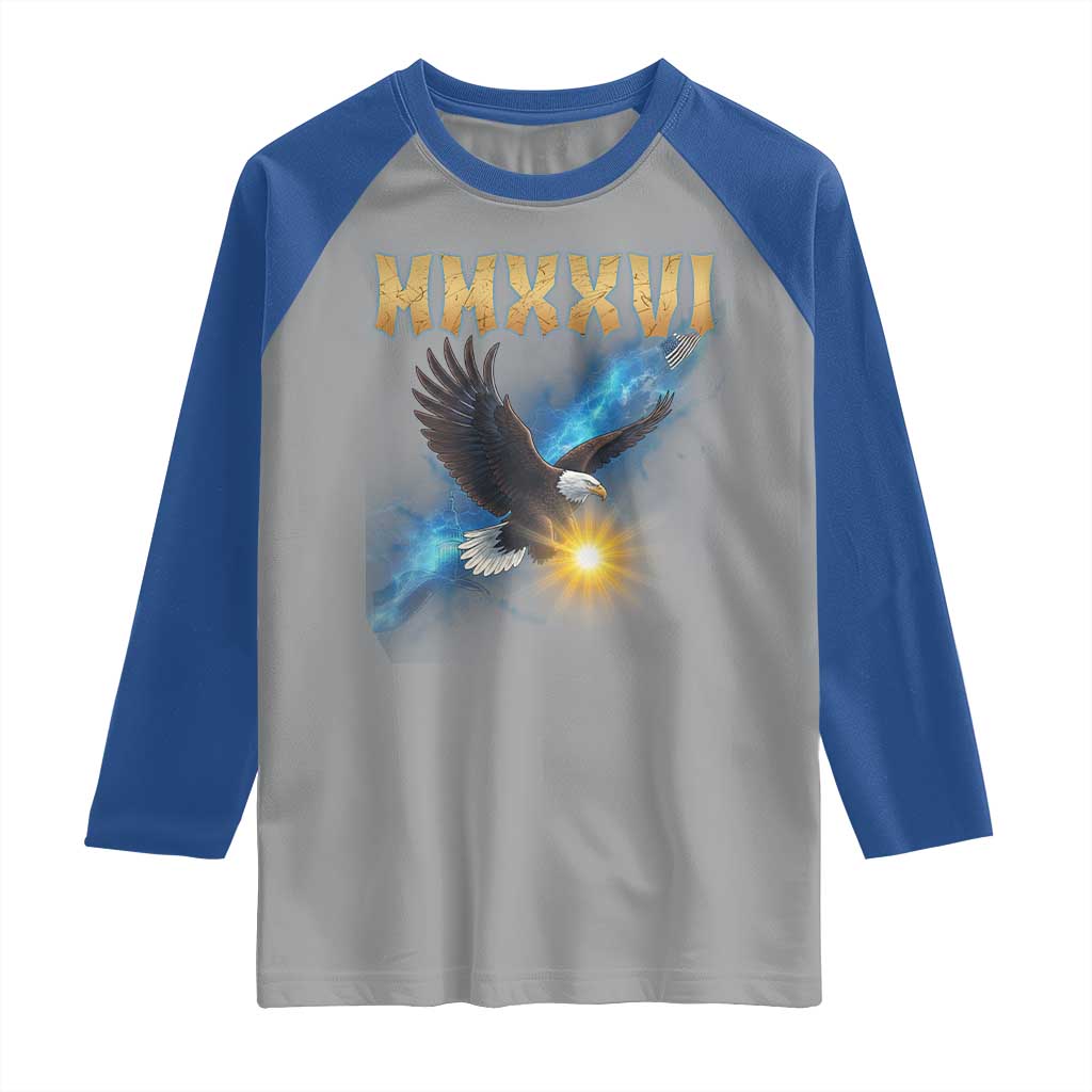 MMXXVI 2026 Eagle Raglan Shirt Epic Patriotic Capitol Flag USA 250th Anniversary TS02 Sport Gray Royal Print Your Wear