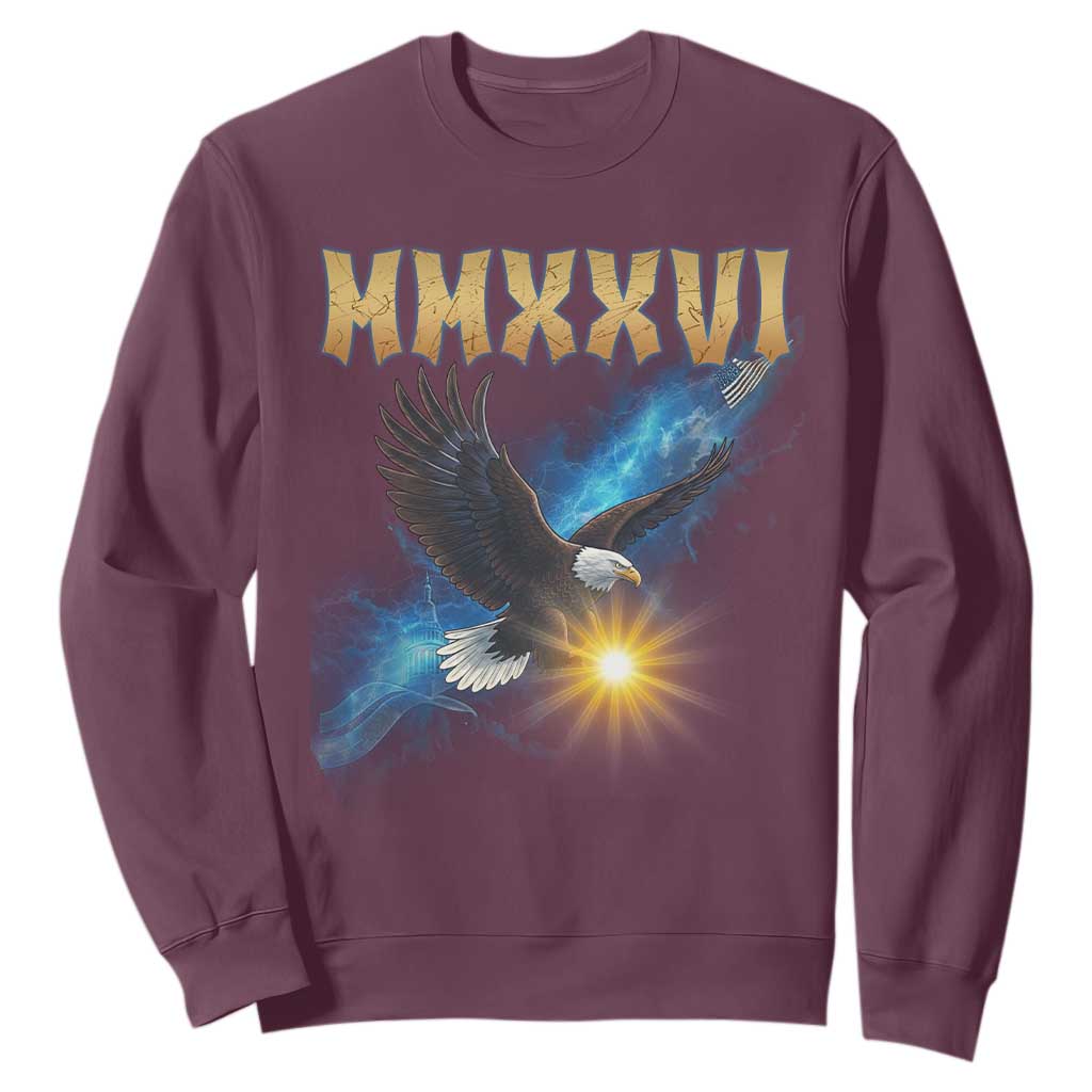 MMXXVI 2026 Eagle Sweatshirt Epic Patriotic Capitol Flag USA 250th Anniversary TS02 Maroon Print Your Wear