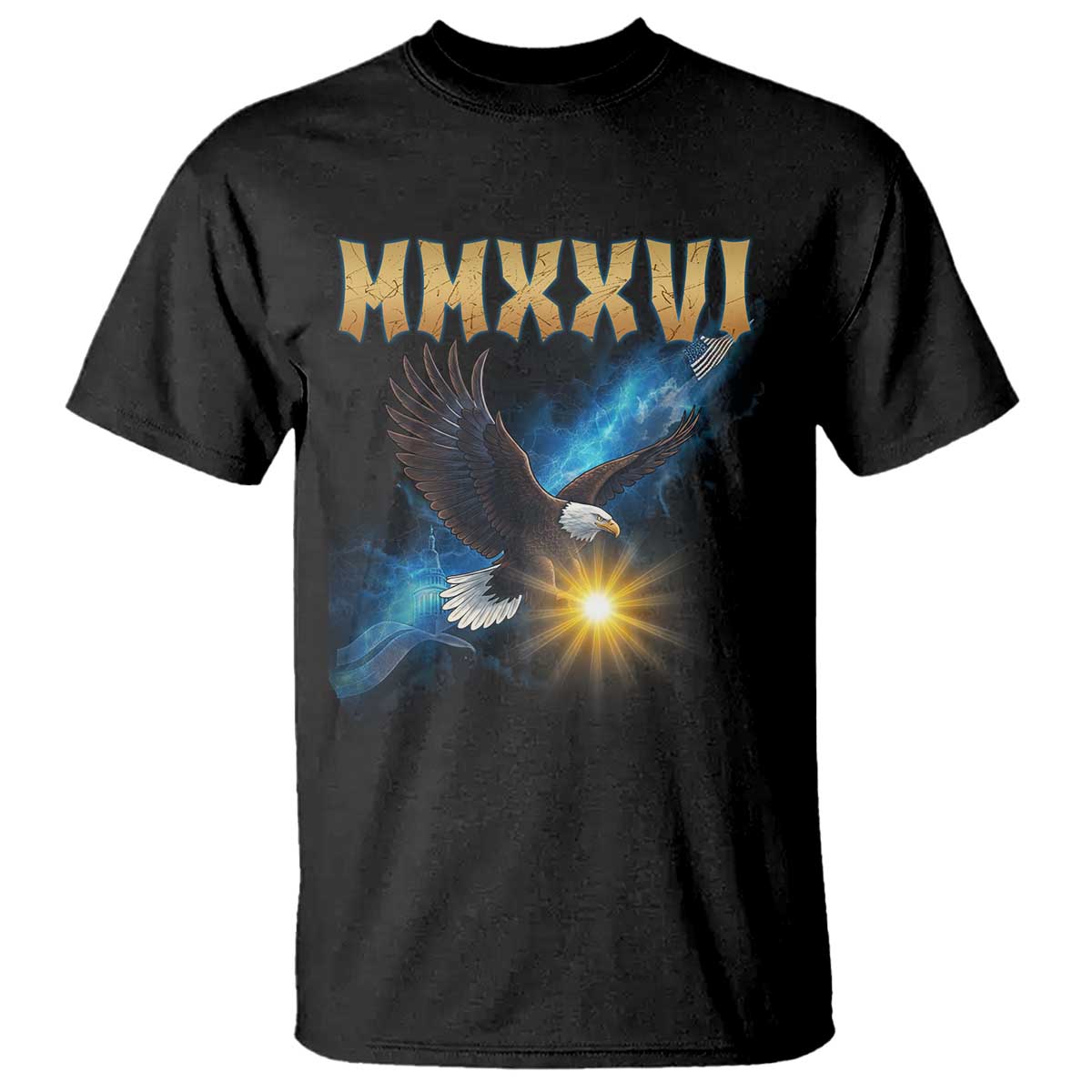 MMXXVI 2026 Eagle T Shirt Epic Patriotic Capitol Flag USA 250th Anniversary TS02 Black Print Your Wear