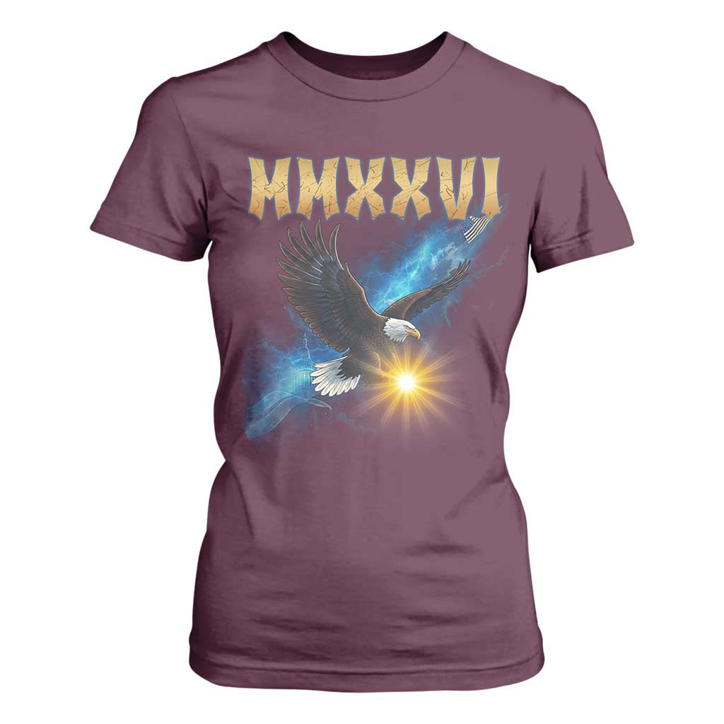 MMXXVI 2026 Eagle T Shirt For Women Epic Patriotic Capitol Flag USA 250th Anniversary TS02 Maroon Print Your Wear