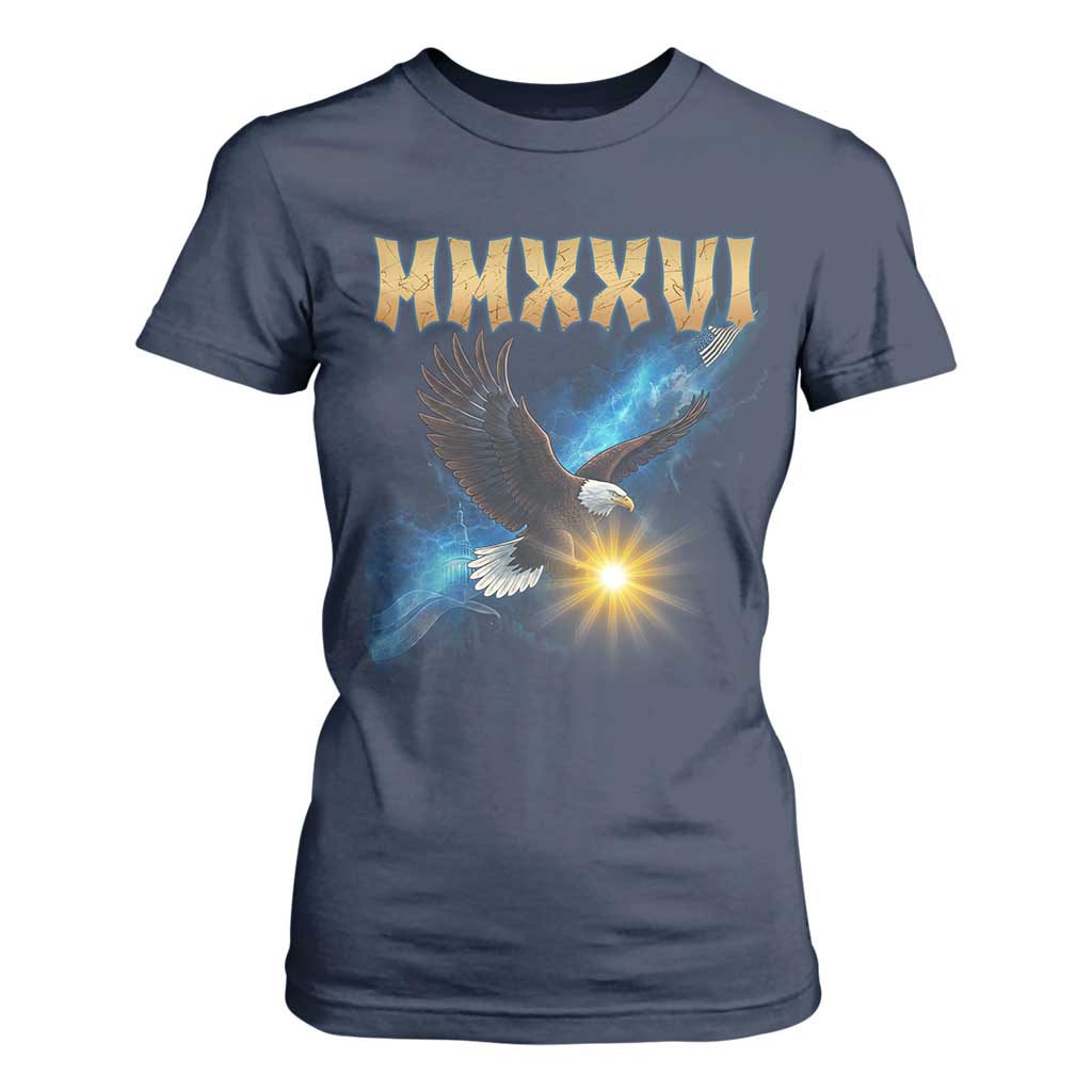 MMXXVI 2026 Eagle T Shirt For Women Epic Patriotic Capitol Flag USA 250th Anniversary TS02 Navy Print Your Wear