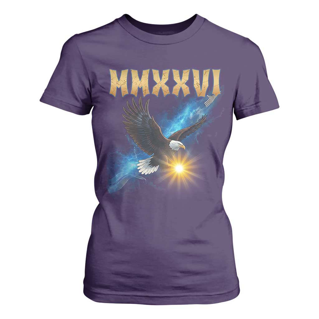 MMXXVI 2026 Eagle T Shirt For Women Epic Patriotic Capitol Flag USA 250th Anniversary TS02 Purple Print Your Wear
