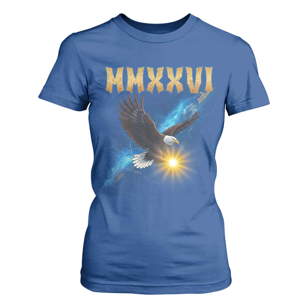 MMXXVI 2026 Eagle T Shirt For Women Epic Patriotic Capitol Flag USA 250th Anniversary TS02 Royal Blue Print Your Wear