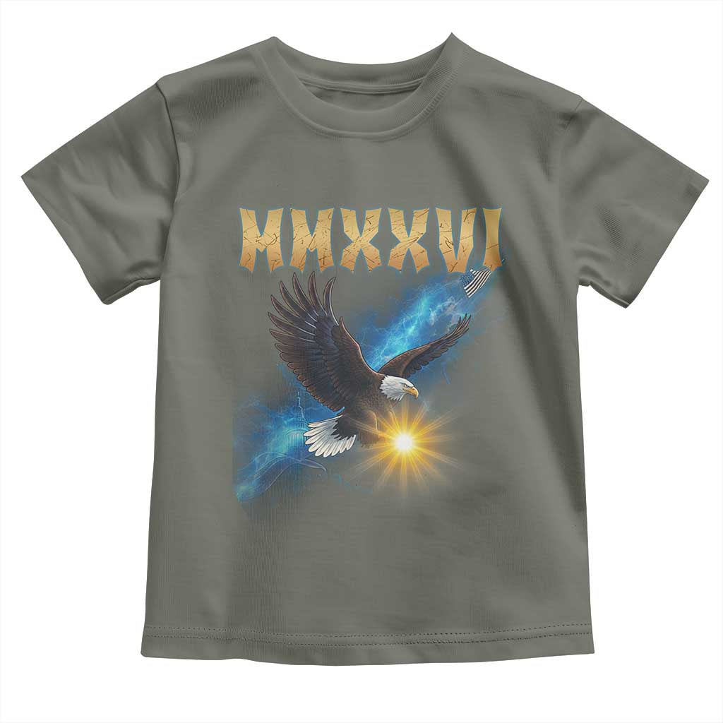 MMXXVI 2026 Eagle Toddler T Shirt Epic Patriotic Capitol Flag USA 250th Anniversary TS02 Military Green Print Your Wear