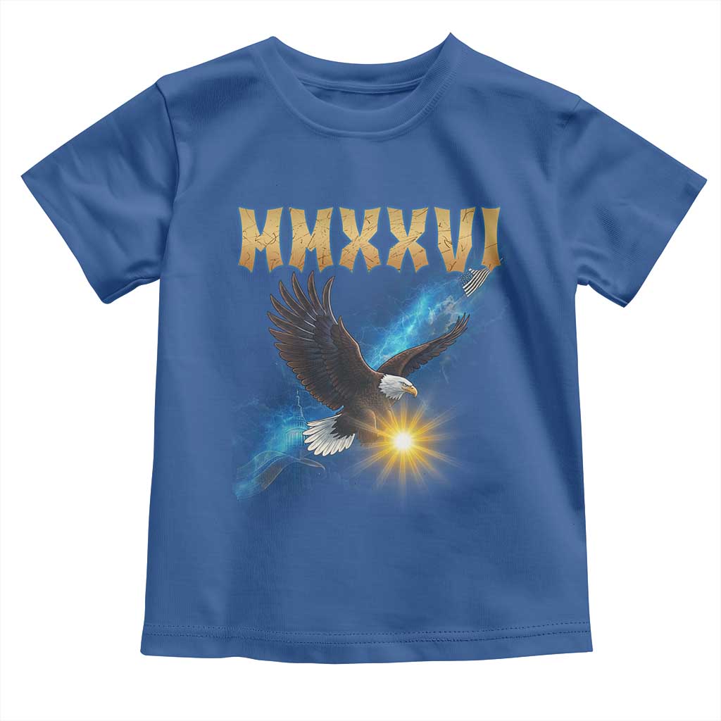 MMXXVI 2026 Eagle Toddler T Shirt Epic Patriotic Capitol Flag USA 250th Anniversary TS02 Royal Blue Print Your Wear