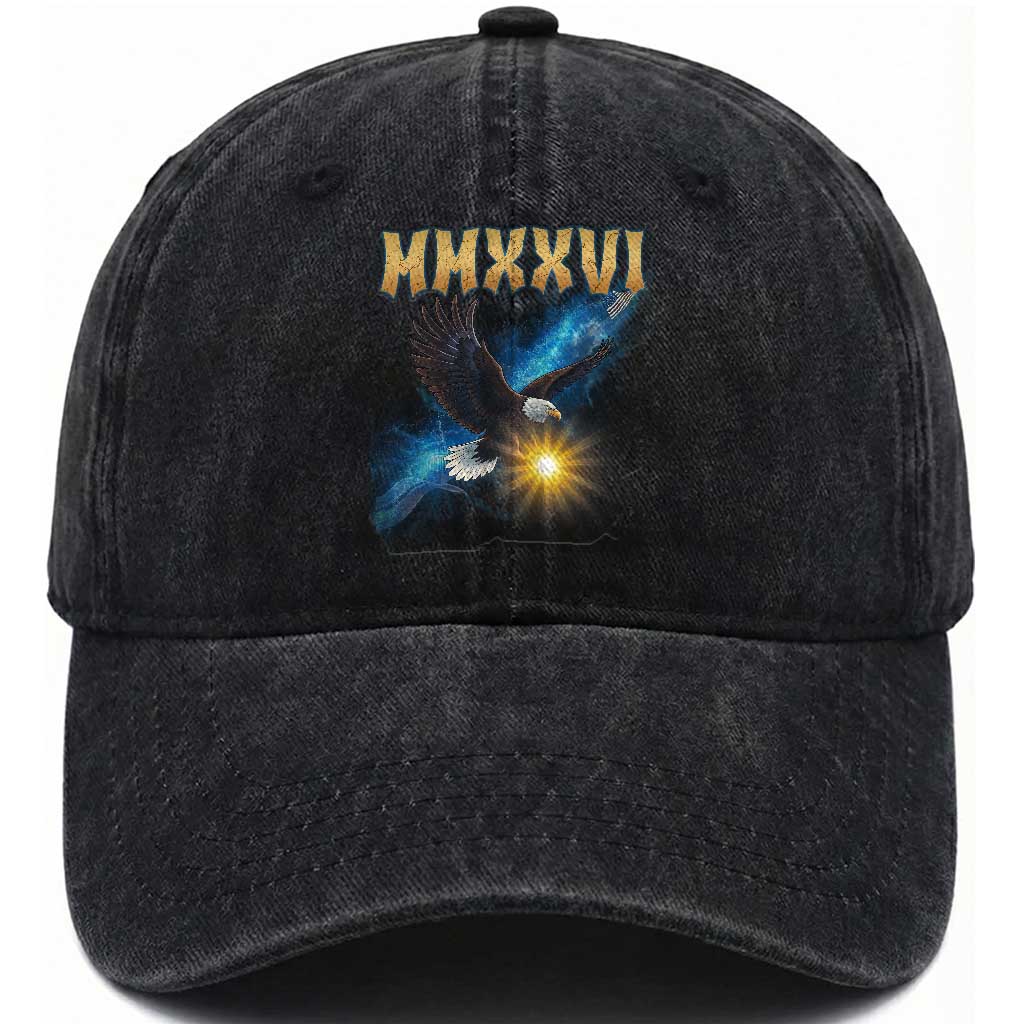 MMXXVI 2026 Eagle Washed Cotton Baseball Cap Epic Patriotic Capitol Flag USA 250th Anniversary TS02 Washed Cap Universal Fit Black Print Your Wear