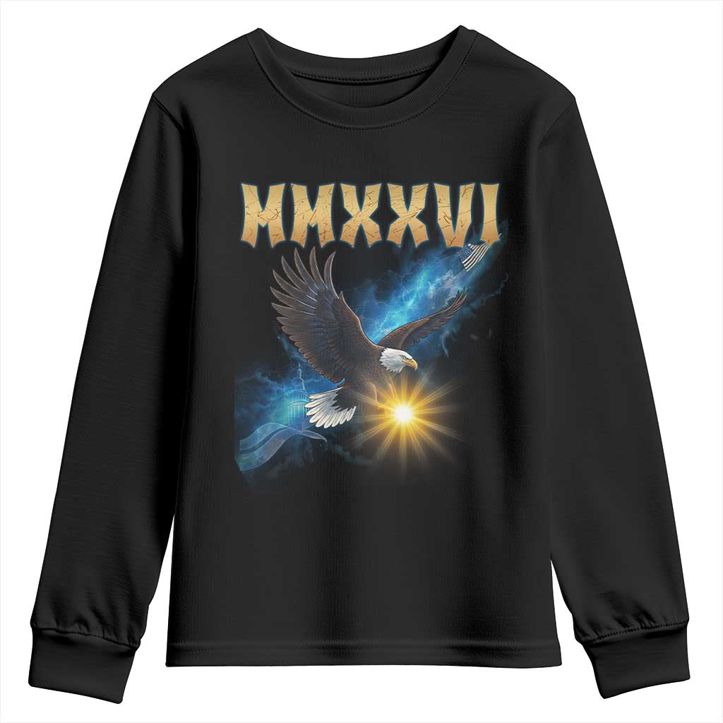 MMXXVI 2026 Eagle Youth Sweatshirt Epic Patriotic Capitol Flag USA 250th Anniversary TS02 Black Print Your Wear