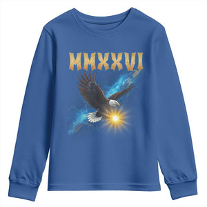 MMXXVI 2026 Eagle Youth Sweatshirt Epic Patriotic Capitol Flag USA 250th Anniversary TS02 Royal Blue Print Your Wear