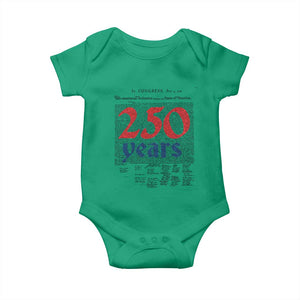 250 Years Declaration of Independence Baby Onesie Historic Patriotic 1776 to 2026 Semiquincentennial TS02 Irish Green Print Your Wear