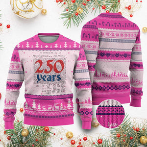 250 Years Declaration of Independence Ugly Christmas Sweater Historic Patriotic 1776 to 2026 Semiquincentennial TS02 Hot Pink Print Your Wear