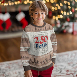 250 Years Declaration of Independence Ugly Christmas Sweater Historic Patriotic 1776 to 2026 Semiquincentennial TS02 Mocha Mousse Print Your Wear