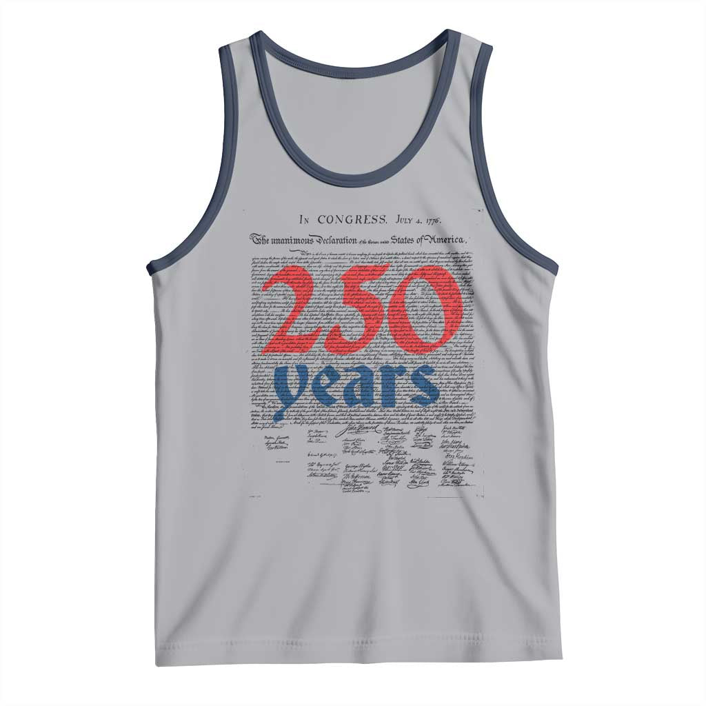 250 Years Declaration of Independence Tank Top Historic Patriotic 1776 to 2026 Semiquincentennial TS02 Athletic Heather Navy Print Your Wear