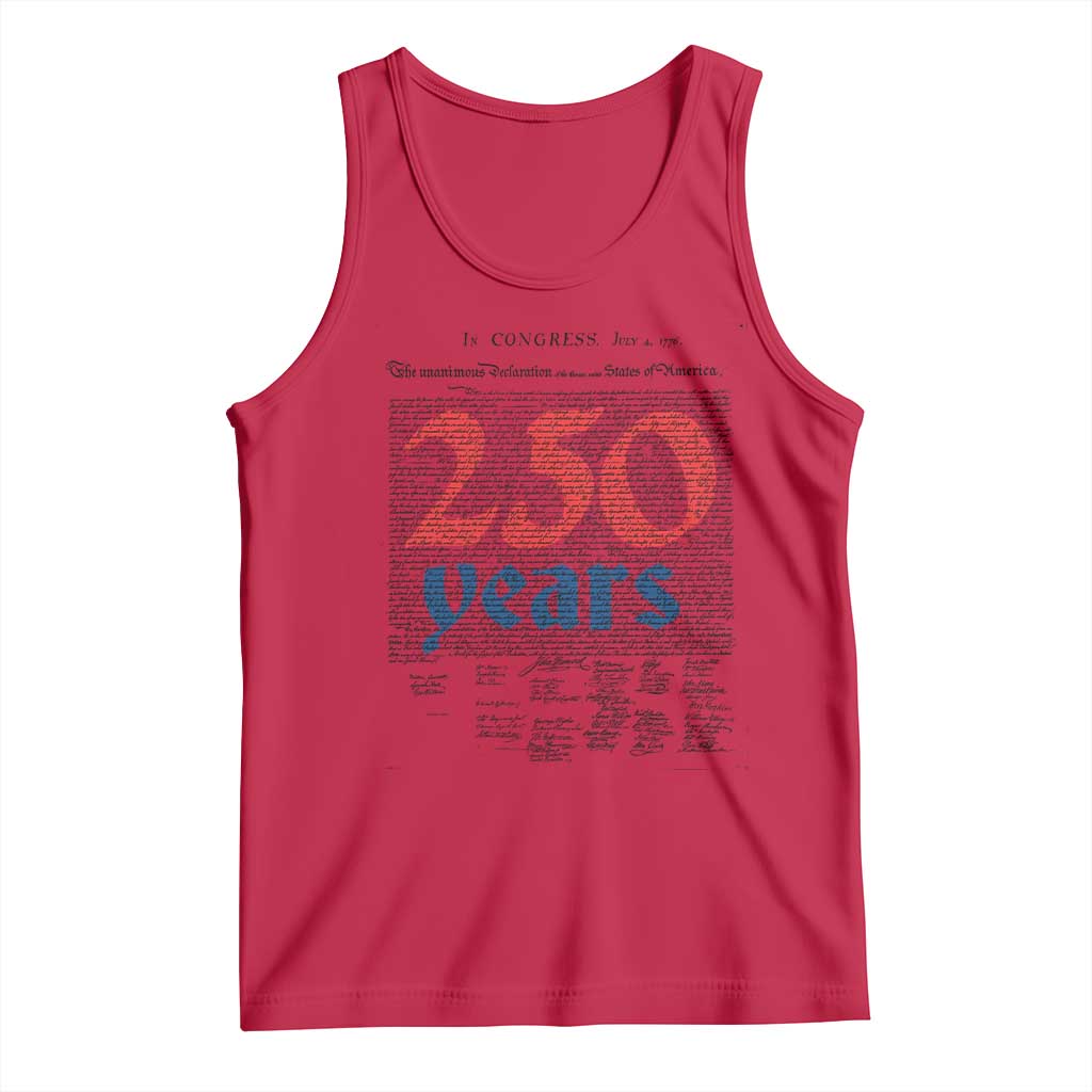 250 Years Declaration of Independence Tank Top Historic Patriotic 1776 to 2026 Semiquincentennial TS02 Red Print Your Wear