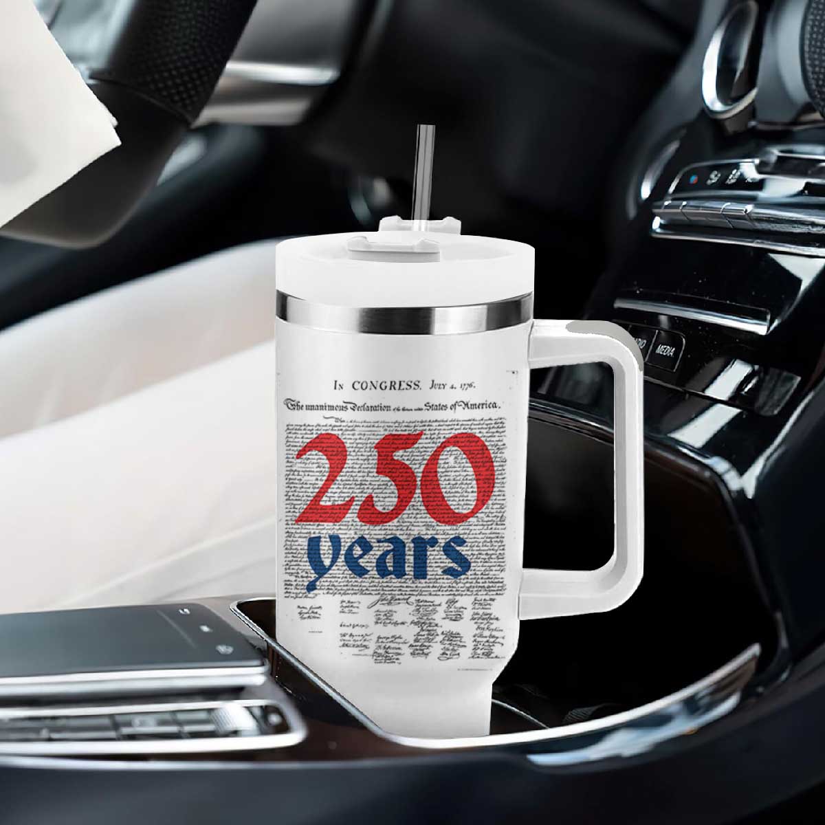 250 Years Declaration of Independence Tumbler With Handle Historic Patriotic 1776 to 2026 Semiquincentennial TS02 Print Your Wear