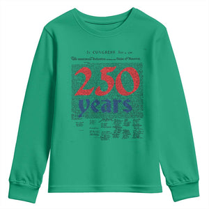 250 Years Declaration of Independence Youth Sweatshirt Historic Patriotic 1776 to 2026 Semiquincentennial TS02 Irish Green Print Your Wear