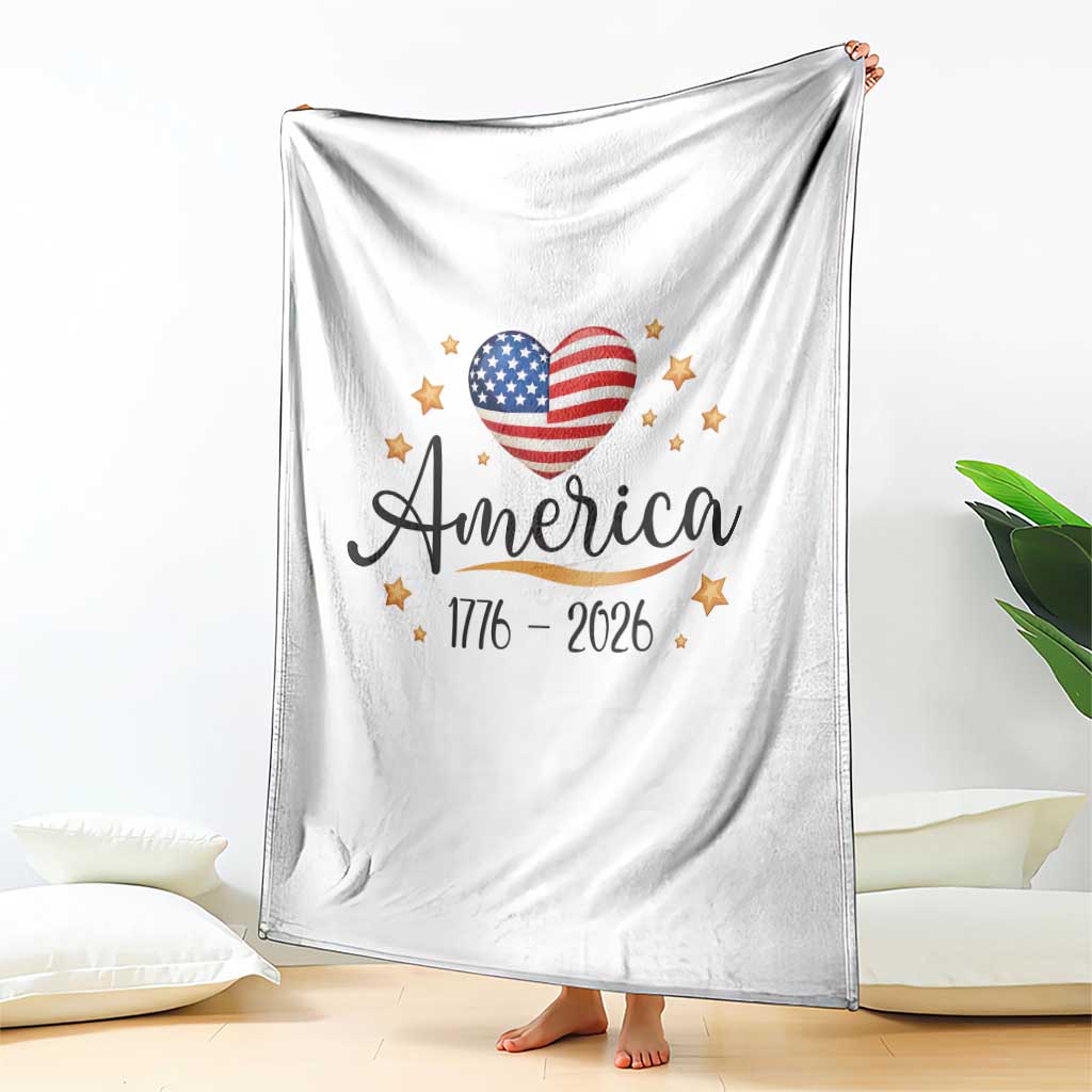 America Heart 250 Years Throw Blanket US Semiquincentennial Cute Patriotic 1776 to 2026 TS02 Print Your Wear