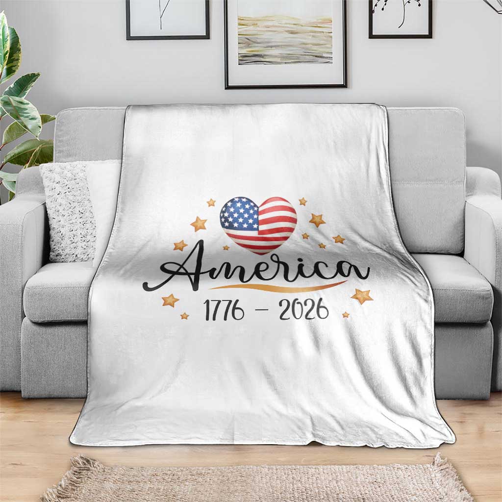 America Heart 250 Years Throw Blanket US Semiquincentennial Cute Patriotic 1776 to 2026 TS02 Print Your Wear
