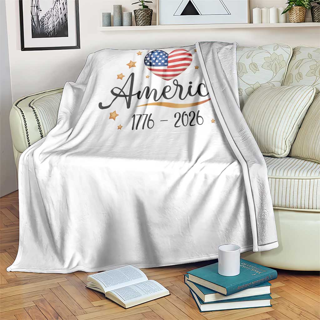 America Heart 250 Years Throw Blanket US Semiquincentennial Cute Patriotic 1776 to 2026 TS02 Print Your Wear
