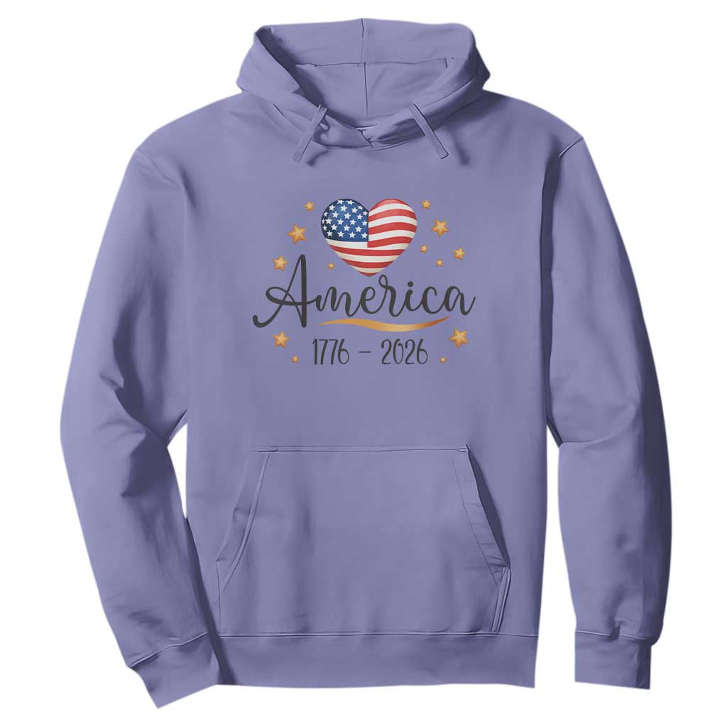 America Heart 250 Years Hoodie US Semiquincentennial Cute Patriotic 1776 to 2026 TS02 Violet Print Your Wear
