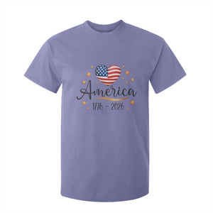 America Heart 250 Years T Shirt For Kid US Semiquincentennial Cute Patriotic 1776 to 2026 TS02 Violet Print Your Wear