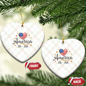 America Heart 250 Years Ceramic Ornament US Semiquincentennial Cute Patriotic 1776 to 2026 TS02 Print Your Wear
