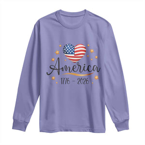 America Heart 250 Years Long Sleeve Shirt US Semiquincentennial Cute Patriotic 1776 to 2026 TS02 Violet Print Your Wear