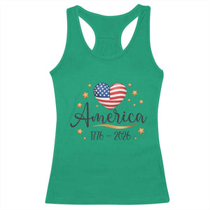 America Heart 250 Years Racerback Tank Top US Semiquincentennial Cute Patriotic 1776 to 2026 TS02 Irish Green Print Your Wear