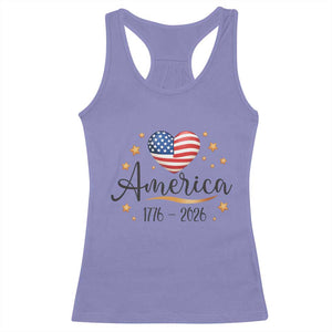 America Heart 250 Years Racerback Tank Top US Semiquincentennial Cute Patriotic 1776 to 2026 TS02 Violet Print Your Wear