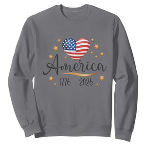 America Heart 250 Years Sweatshirt US Semiquincentennial Cute Patriotic 1776 to 2026 TS02 Charcoal Print Your Wear