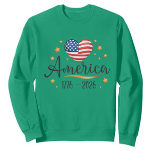 America Heart 250 Years Sweatshirt US Semiquincentennial Cute Patriotic 1776 to 2026 TS02 Irish Green Print Your Wear