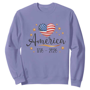 America Heart 250 Years Sweatshirt US Semiquincentennial Cute Patriotic 1776 to 2026 TS02 Violet Print Your Wear