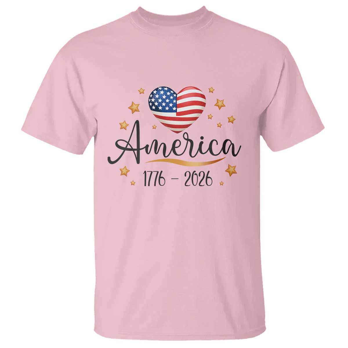 America Heart 250 Years T Shirt US Semiquincentennial Cute Patriotic 1776 to 2026 TS02 Light Pink Print Your Wear