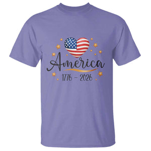 America Heart 250 Years T Shirt US Semiquincentennial Cute Patriotic 1776 to 2026 TS02 Violet Print Your Wear