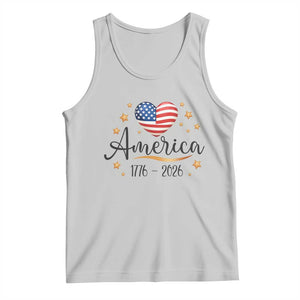 America Heart 250 Years Tank Top US Semiquincentennial Cute Patriotic 1776 to 2026 TS02 Ash Print Your Wear