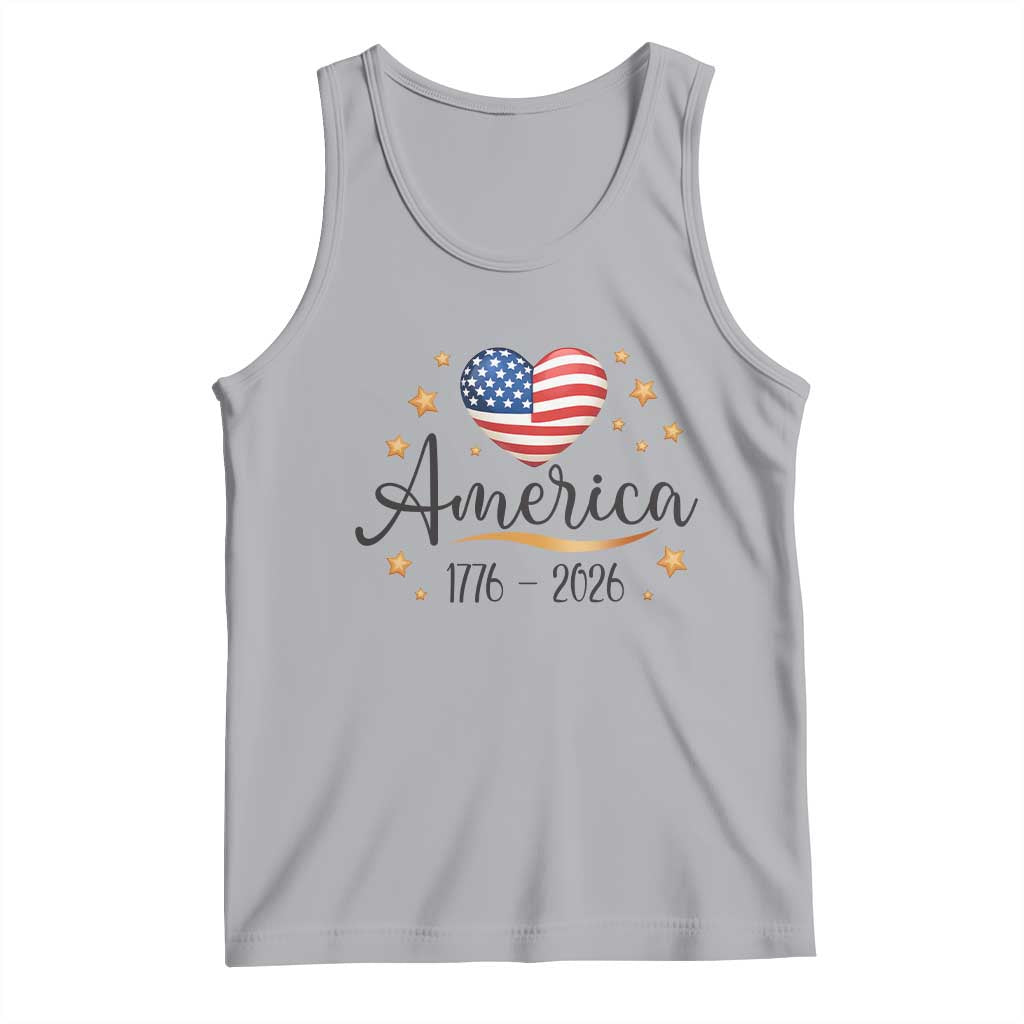 America Heart 250 Years Tank Top US Semiquincentennial Cute Patriotic 1776 to 2026 TS02 Athletic Heather Print Your Wear