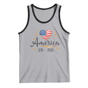 America Heart 250 Years Tank Top US Semiquincentennial Cute Patriotic 1776 to 2026 TS02 Athletic Heather Black Print Your Wear