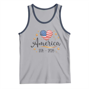 America Heart 250 Years Tank Top US Semiquincentennial Cute Patriotic 1776 to 2026 TS02 Athletic Heather Navy Print Your Wear