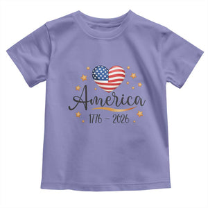 America Heart 250 Years Toddler T Shirt US Semiquincentennial Cute Patriotic 1776 to 2026 TS02 Violet Print Your Wear