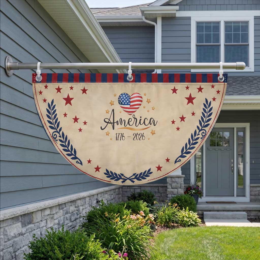 America Heart 250 Years Patriotic Fan Flag US Semiquincentennial Cute 1776 to 2026