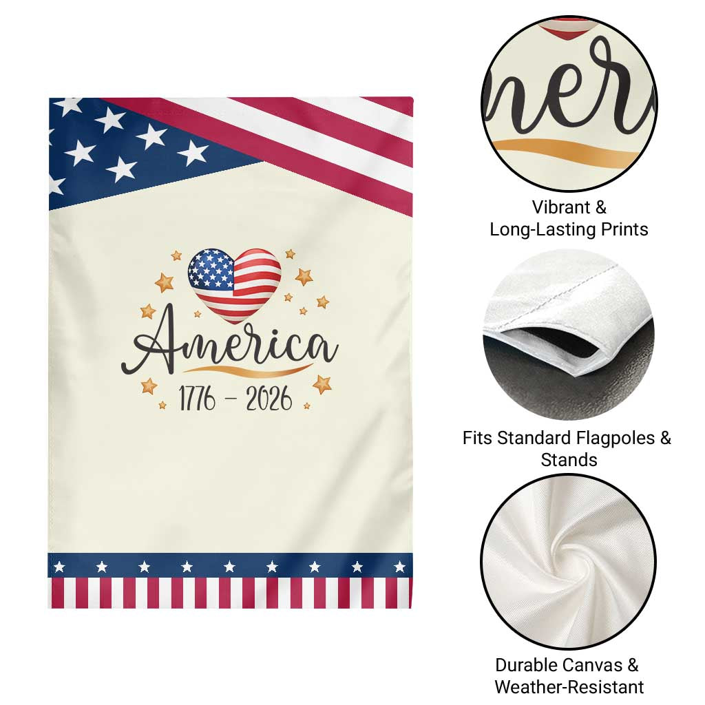 America Heart 250 Years Garden Flag US Semiquincentennial Cute Patriotic 1776 to 2026 TS02 Print Your Wear