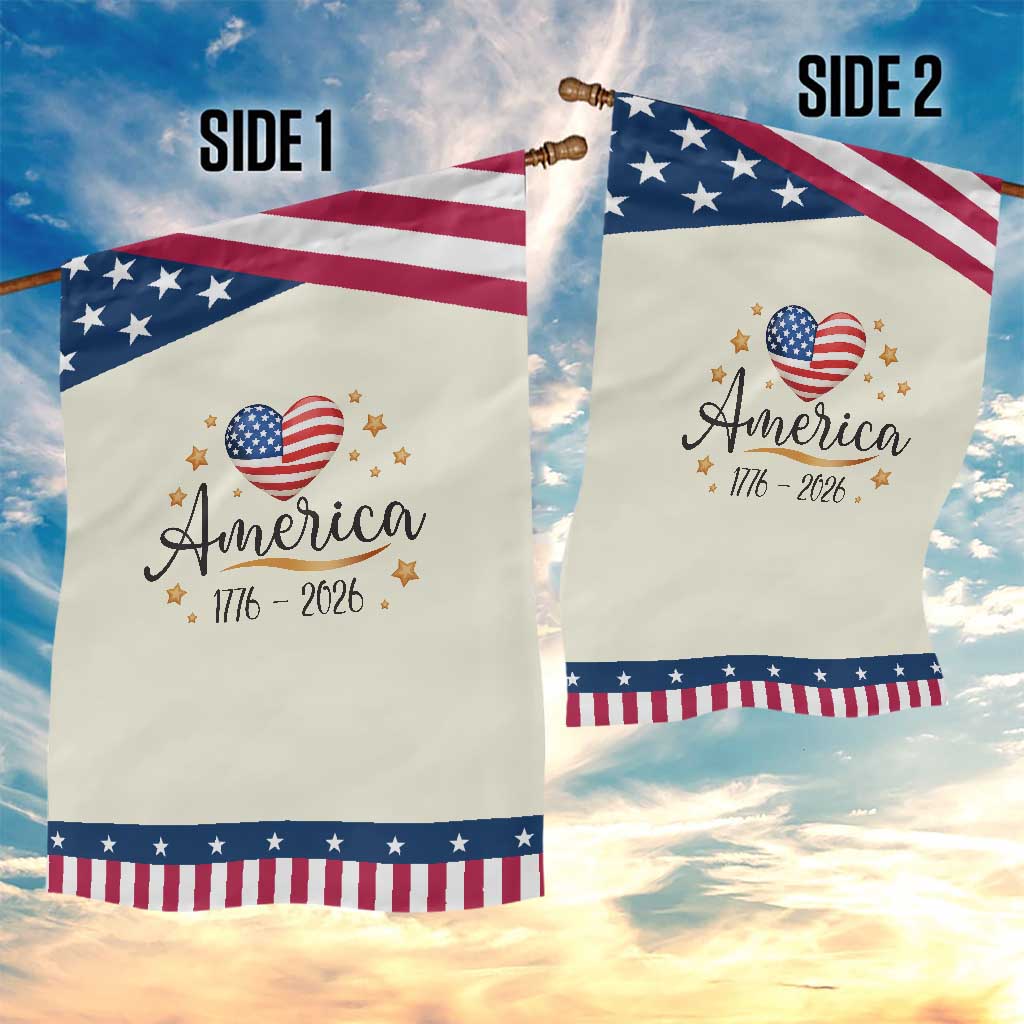 America Heart 250 Years Garden Flag US Semiquincentennial Cute Patriotic 1776 to 2026 TS02 Print Your Wear