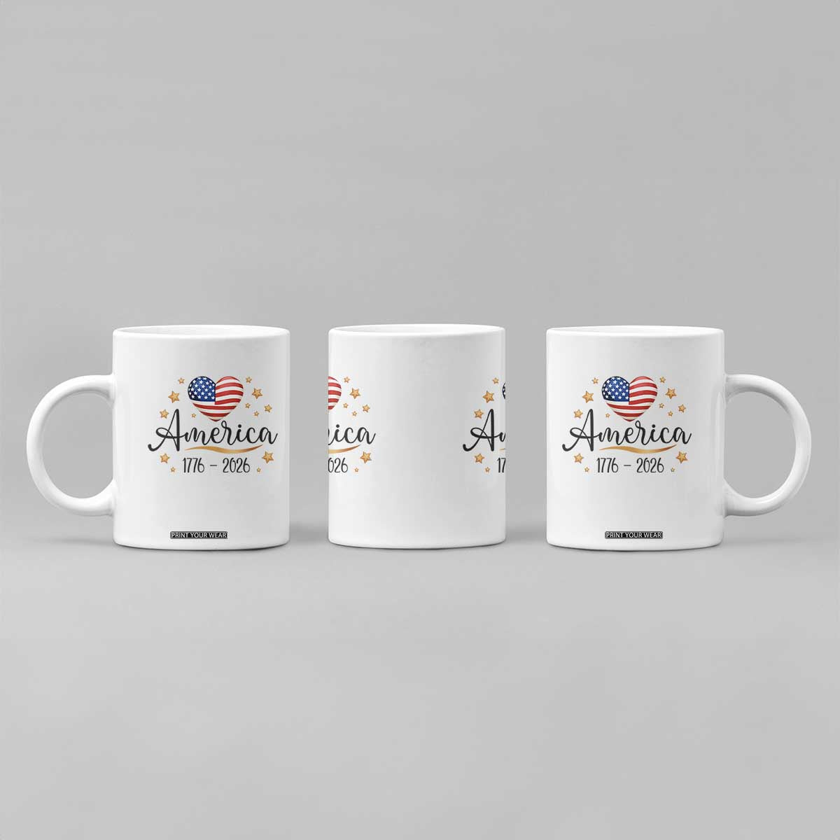 America Heart 250 Years Coffee Mug US Semiquincentennial Cute Patriotic 1776 to 2026 TS02 Print Your Wear