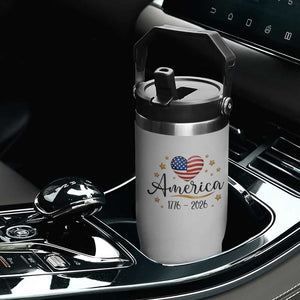 America Heart 250 Years Flip Straw Tumbler US Semiquincentennial Cute Patriotic 1776 to 2026 TS02 Print Your Wear