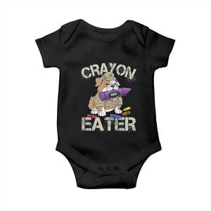 Crayon Eater Bulldog Baby Onesie Funny Military Gift with Combat Pup and MRE Crayon TS02 Black Print Your Wear