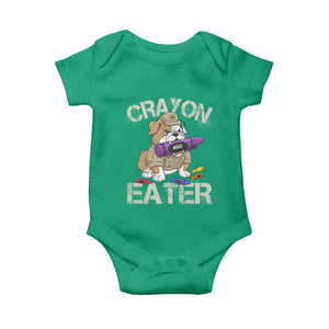 Crayon Eater Bulldog Baby Onesie Funny Military Gift with Combat Pup and MRE Crayon TS02 Irish Green Print Your Wear